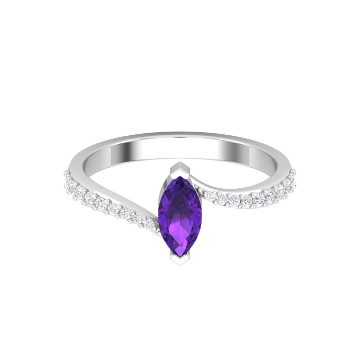 Solid 14K Gold Natural Amethyst Ring, Everyday Gemstone Ring For Her, Handmade Jewellery For Women, February Birthstone Statement Ring | Save 33% - Rajasthan Living 7