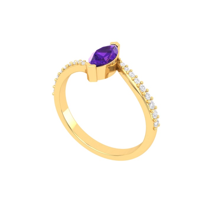 Solid 14K Gold Natural Amethyst Ring, Everyday Gemstone Ring For Her, Handmade Jewellery For Women, February Birthstone Statement Ring | Save 33% - Rajasthan Living 12