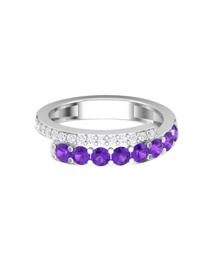 14K Dainty Natural Amethyst Eternity Band, Gold Wedding Ring For Women, Gold Wedding Ring For Her, February Birthstone Promise Ring | Save 33% - Rajasthan Living 3