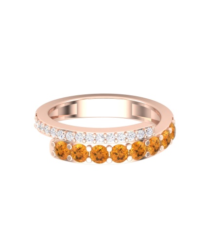 14K Dainty Natural Citrine Eternity Band, Gold Wedding Ring For Women, Rose Gold Statement Ring For Her, November Birthstone Promise Ring | Save 33% - Rajasthan Living 3