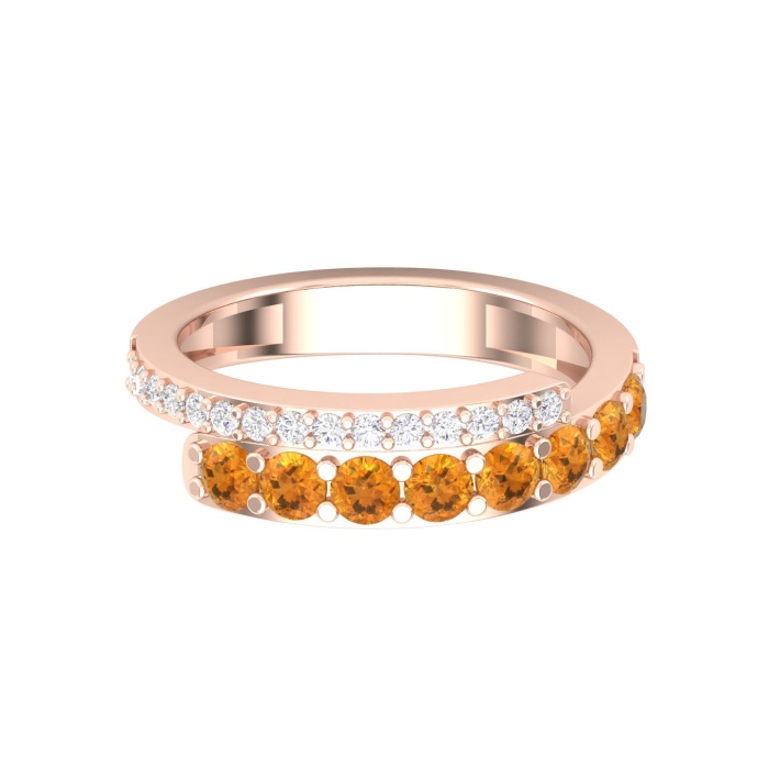 14K Dainty Natural Citrine Eternity Band, Gold Wedding Ring For Women, Rose Gold Statement Ring For Her, November Birthstone Promise Ring | Save 33% - Rajasthan Living 7
