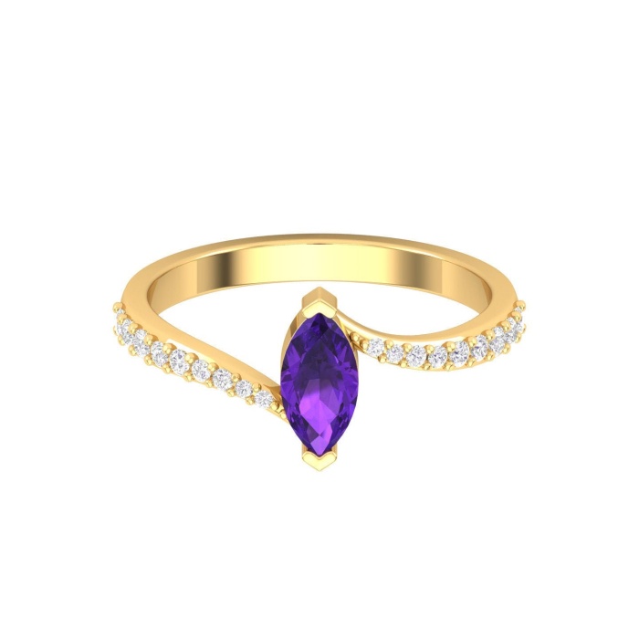 Solid 14K Gold Natural Amethyst Ring, Everyday Gemstone Ring For Her, Handmade Jewellery For Women, February Birthstone Statement Ring | Save 33% - Rajasthan Living 6
