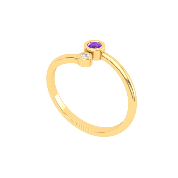 Natural Amethyst 14K Dainty Stacking Ring, Rose Gold Statement Ring For Women, February Birthstone Promise Ring For Her, Everyday Gemstone | Save 33% - Rajasthan Living 11