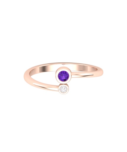 Natural Amethyst 14K Dainty Stacking Ring, Rose Gold Statement Ring For Women, February Birthstone Promise Ring For Her, Everyday Gemstone | Save 33% - Rajasthan Living 3