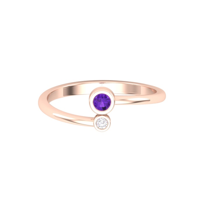 Natural Amethyst 14K Dainty Stacking Ring, Rose Gold Statement Ring For Women, February Birthstone Promise Ring For Her, Everyday Gemstone | Save 33% - Rajasthan Living 7