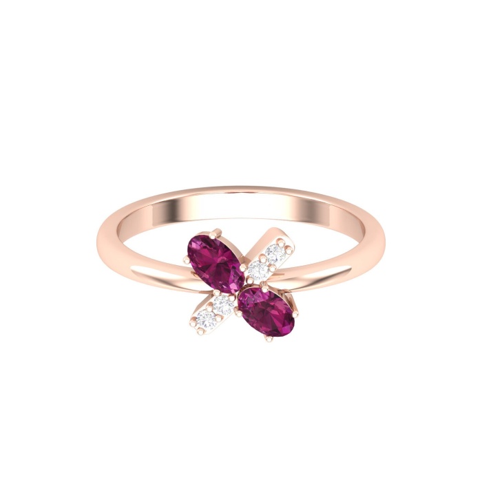 Dainty 14K Gold Natural Garnet Ring, Everyday Gemstone Ring For Her, Handmade Jewellery For Women, January Birthstone Multistone Ring | Save 33% - Rajasthan Living 6
