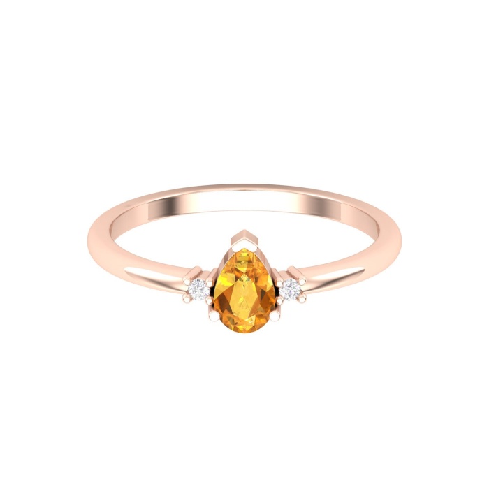 Natural Citrine Solid 14K Gold Ring, Everyday Gemstone Ring For Her, Handmade Jewellery For Women, November Birthstone Statement Ring | Save 33% - Rajasthan Living 6