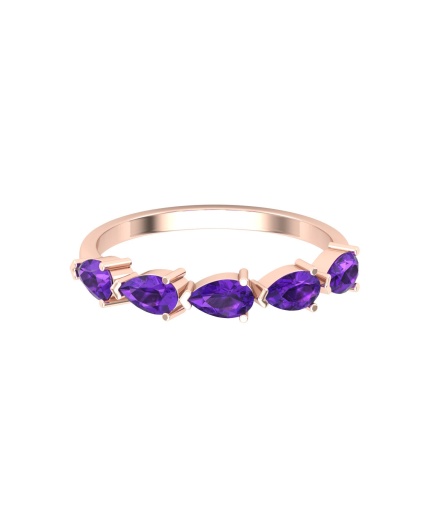 Natural Amethyst 14K Solid Stacking Ring, Rose Gold Statement Ring For Women, February Birthstone Cluster Ring For Her, Everyday Gemstone | Save 33% - Rajasthan Living