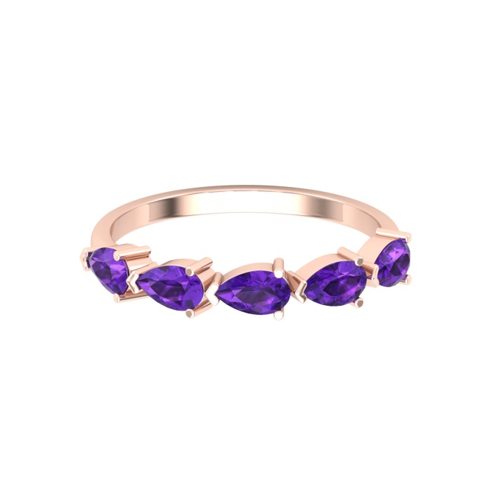 Natural Amethyst 14K Solid Stacking Ring, Rose Gold Statement Ring For Women, February Birthstone Cluster Ring For Her, Everyday Gemstone | Save 33% - Rajasthan Living 6