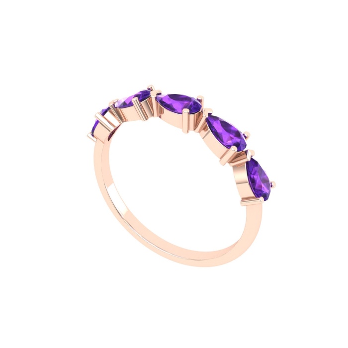 Natural Amethyst 14K Solid Stacking Ring, Rose Gold Statement Ring For Women, February Birthstone Cluster Ring For Her, Everyday Gemstone | Save 33% - Rajasthan Living 11