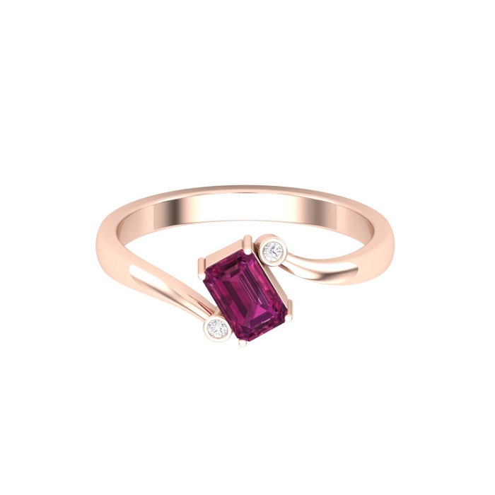 14K Solid Natural Rhodolite Garnet Band, Gold Wedding Ring For Women, Everyday Gemstone Ring For Her, January Birthstone Promise Ring | Save 33% - Rajasthan Living 9
