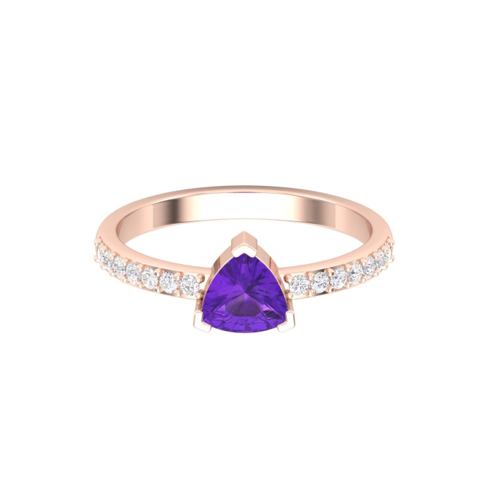 14K Solid Natural Amethyst Statement Ring, Gold Wedding Ring For Women, Everyday Gemstone Jewelry For Her, February Birthstone Diamond Ring | Save 33% - Rajasthan Living 8