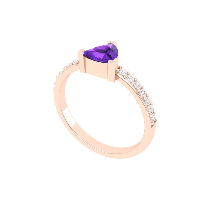14K Solid Natural Amethyst Statement Ring, Gold Wedding Ring For Women, Everyday Gemstone Jewelry For Her, February Birthstone Diamond Ring | Save 33% - Rajasthan Living 9