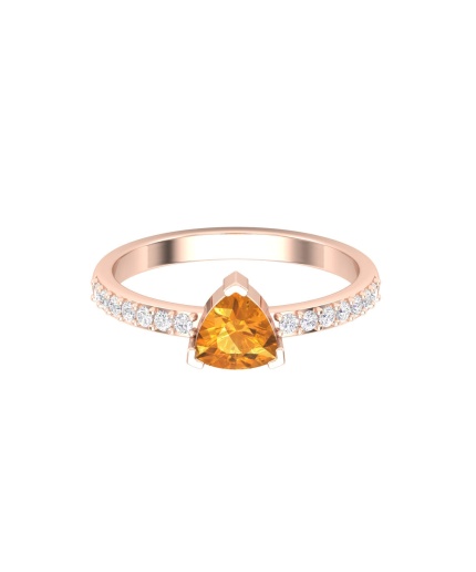 Natural Citrine 14K Dainty Stacking Ring, Rose Gold Statement Ring For Women, November Birthstone Promise Ring For Her | Save 33% - Rajasthan Living