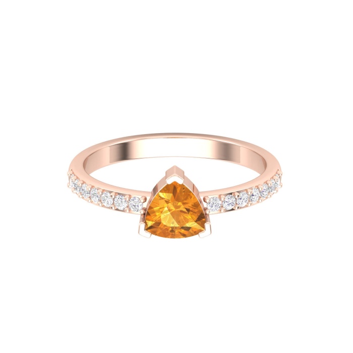 Natural Citrine 14K Dainty Stacking Ring, Rose Gold Statement Ring For Women, November Birthstone Promise Ring For Her | Save 33% - Rajasthan Living 6