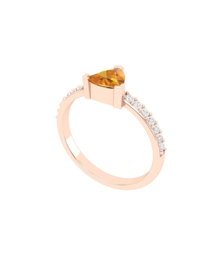 Natural Citrine 14K Dainty Stacking Ring, Rose Gold Statement Ring For Women, November Birthstone Promise Ring For Her | Save 33% - Rajasthan Living 3