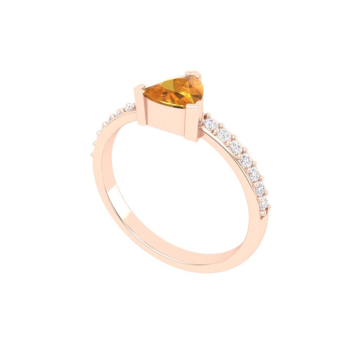 Natural Citrine 14K Dainty Stacking Ring, Rose Gold Statement Ring For Women, November Birthstone Promise Ring For Her | Save 33% - Rajasthan Living 7