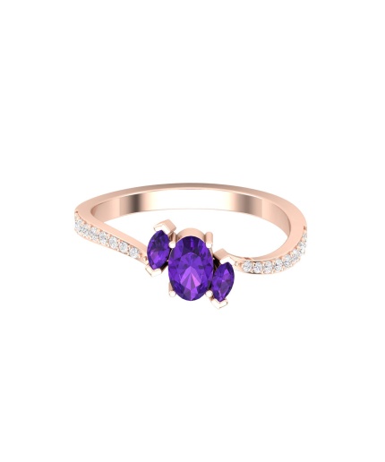 14K Solid Natural Amethyst Statement Ring, Rose Gold Statement Ring For Women, February Birthstone Promise Ring For Her, Everyday Gemstone | Save 33% - Rajasthan Living 5