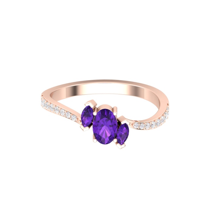 14K Solid Natural Amethyst Statement Ring, Rose Gold Statement Ring For Women, February Birthstone Promise Ring For Her, Everyday Gemstone | Save 33% - Rajasthan Living 6