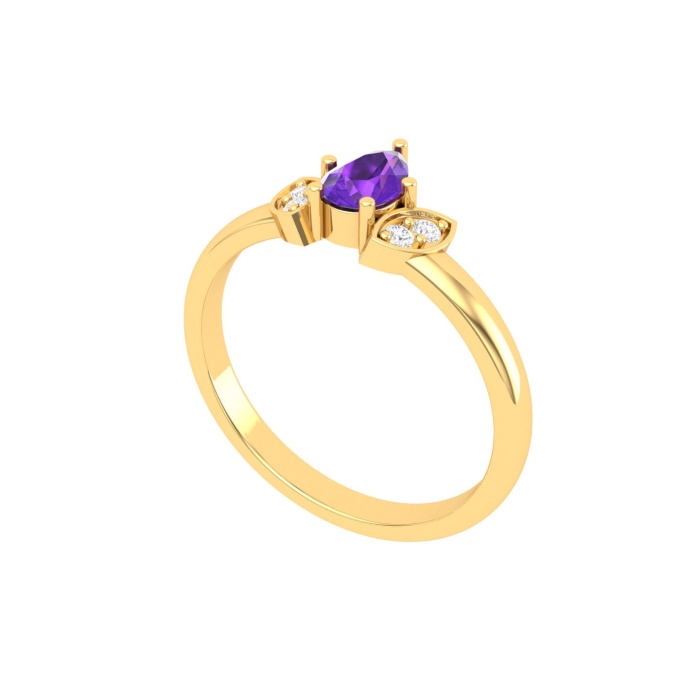 Solid 14K Gold Natural Amethyst Ring, Everyday Gemstone Ring For Her, Handmade Jewelry For Women, February Birthstone Statement Ring For Her | Save 33% - Rajasthan Living 13