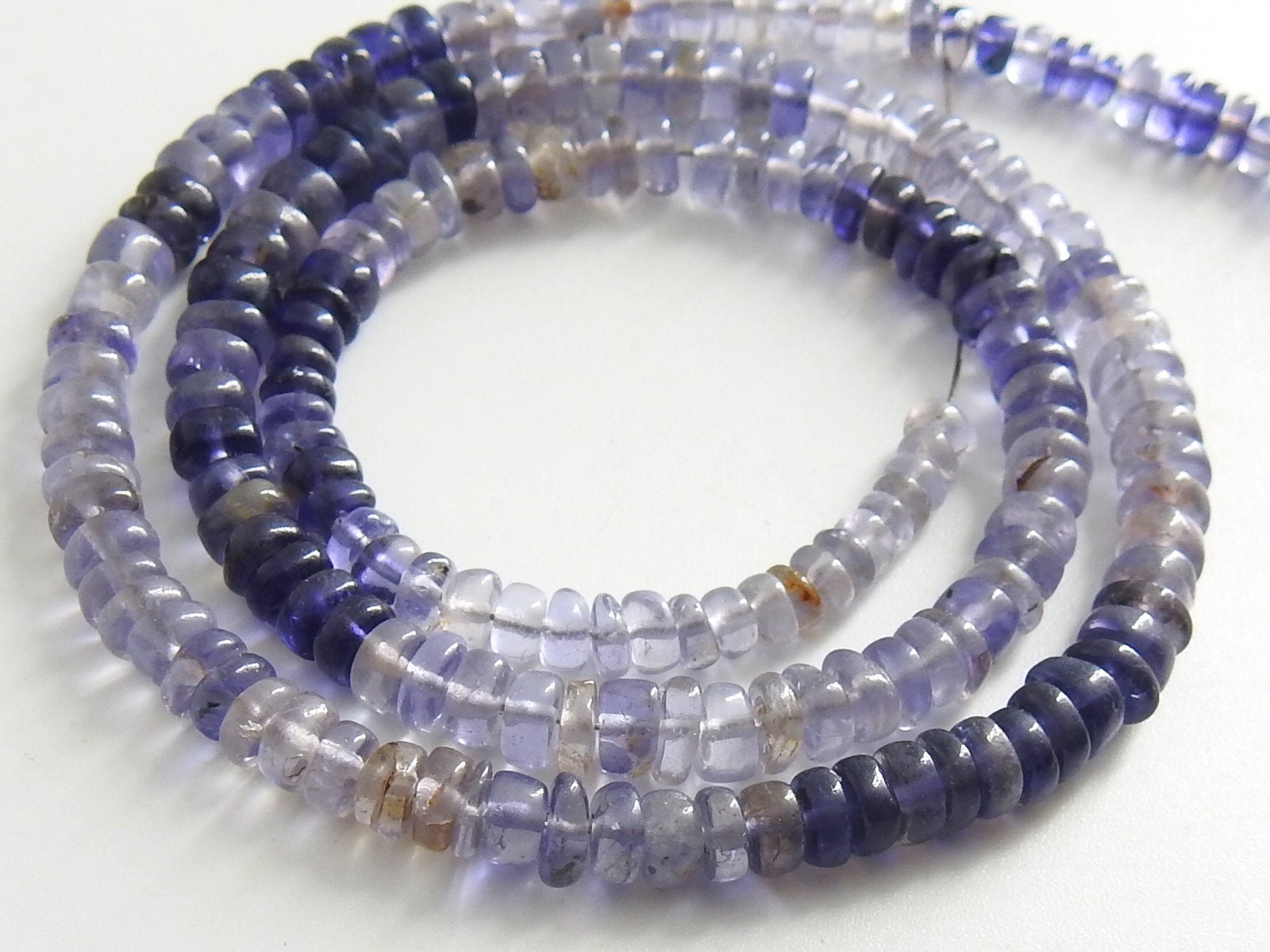 Iolite Smooth Roundel Bead,Handmade,Multi Shaded,Loose Stone,Necklace,For Making Jewelry,Blue,Wholesaler 16Inch 4MM Approx 100%Natural B10 | Save 33% - Rajasthan Living 17