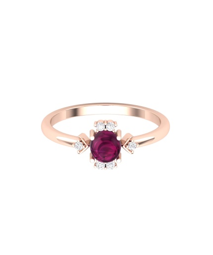 14K Solid Natural Rhodolite Garnet Solitaire Ring, Gold Wedding Ring For Women, Everyday Gemstone Jewelry For Her, January Birthstone Ring | Save 33% - Rajasthan Living