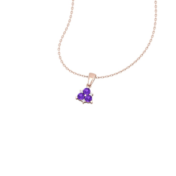 14K Dainty Gold Amethyst Designer Necklace, Diamond Pendant Necklace, Gold Necklaces For Women, February Birthstone Pendant, Everyday Jewel | Save 33% - Rajasthan Living 12