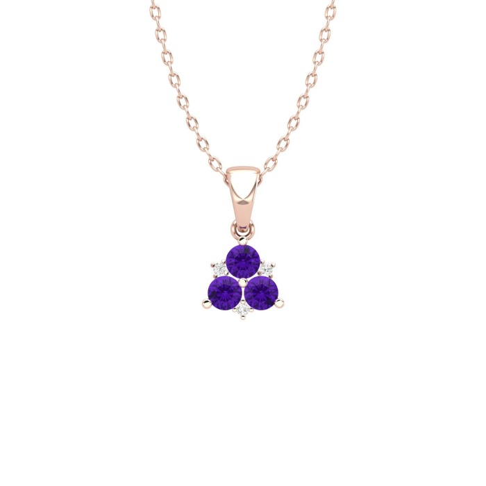 14K Dainty Gold Amethyst Designer Necklace, Diamond Pendant Necklace, Gold Necklaces For Women, February Birthstone Pendant, Everyday Jewel | Save 33% - Rajasthan Living 11