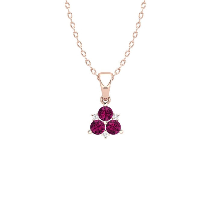 14K Solid Gold Natural Rhodolite Garnet Necklace, Diamond Pendant Necklace, Gold Charms For Women, January Birthstone Pendant, Rhodolite Gem | Save 33% - Rajasthan Living 11