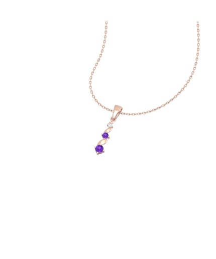 14K Solid Gold Amethyst Designer Necklace, Handmade Diamond Pendant For Her, Gold Necklaces For Women, February Birthstone Pendant | Save 33% - Rajasthan Living 3