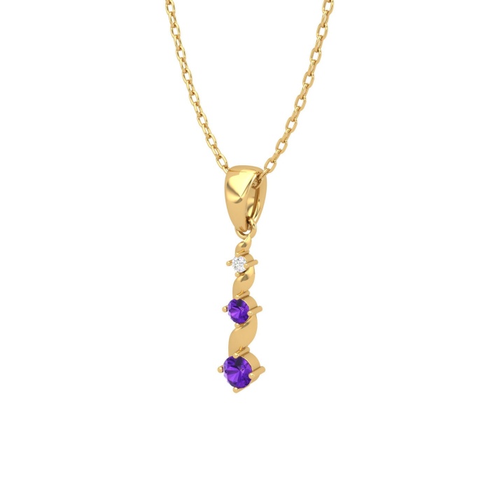 14K Solid Gold Amethyst Designer Necklace, Handmade Diamond Pendant For Her, Gold Necklaces For Women, February Birthstone Pendant | Save 33% - Rajasthan Living 11