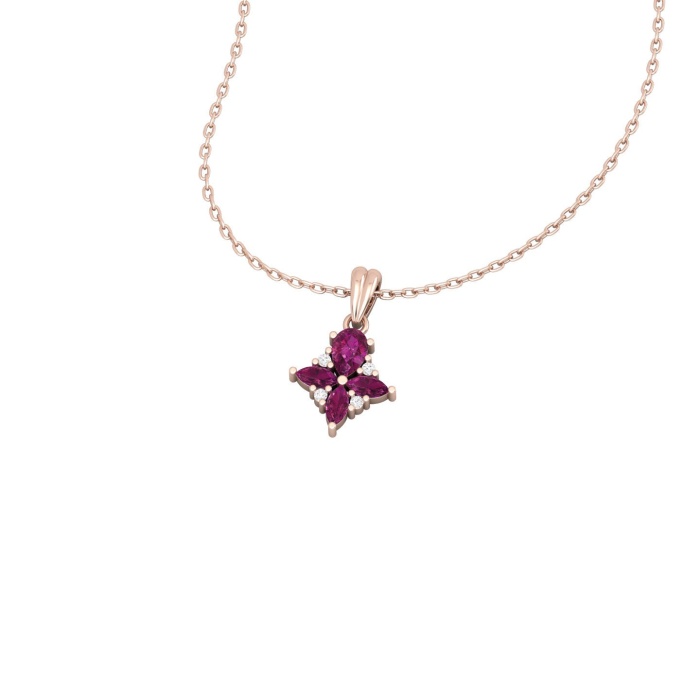 14K Dainty Gold Natural Garnet Designer Necklace, Diamond Pendant Necklace, Gold Necklaces For Women, January Birthstone Minimalist Pendant | Save 33% - Rajasthan Living 8