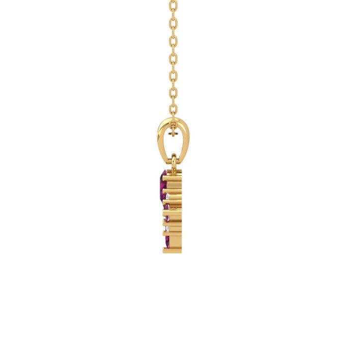 14K Dainty Gold Natural Garnet Designer Necklace, Diamond Pendant Necklace, Gold Necklaces For Women, January Birthstone Minimalist Pendant | Save 33% - Rajasthan Living 14