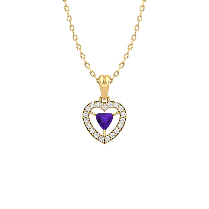 Natural Amethyst 14K Solid Gold Designer Necklace, Handmade Diamond Pendant For Her, Gold Necklaces For Women, February Birthstone Pendant | Save 33% - Rajasthan Living 8