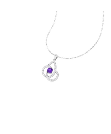 Natural Amethyst 14K Dainty Gold Designer Necklace, Diamond Pendant, Everyday Gemstone Pendant For Women, February Birthstone Pendant Charms | Save 33% - Rajasthan Living 3