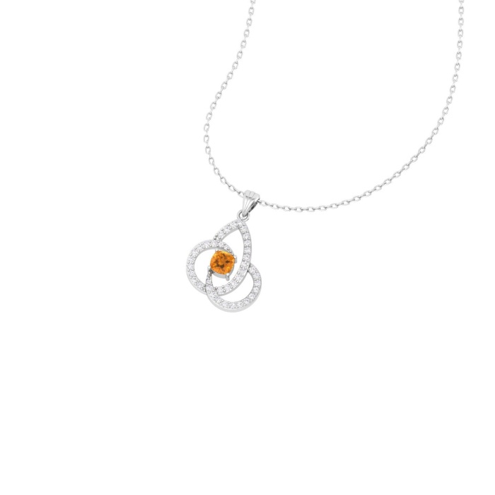 Dainty 14K Natural Citrine Gold Designer Necklace, Diamond Pendant For Her, Gold Necklaces For Women, November Birthstone Handmade Pendant | Save 33% - Rajasthan Living 10