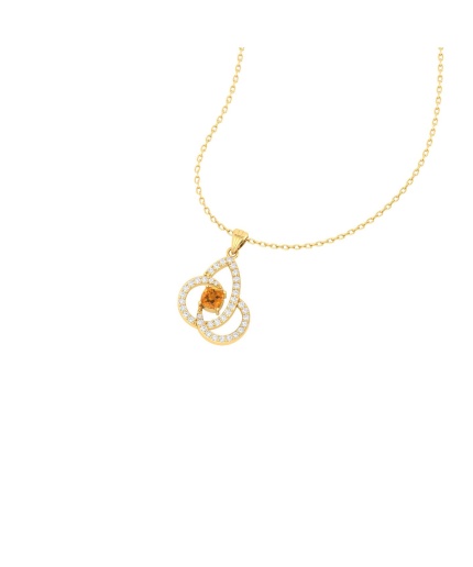 Dainty 14K Natural Citrine Gold Designer Necklace, Diamond Pendant For Her, Gold Necklaces For Women, November Birthstone Handmade Pendant | Save 33% - Rajasthan Living 3
