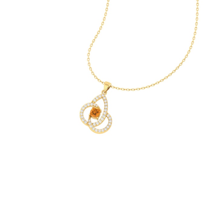 Dainty 14K Natural Citrine Gold Designer Necklace, Diamond Pendant For Her, Gold Necklaces For Women, November Birthstone Handmade Pendant | Save 33% - Rajasthan Living 7