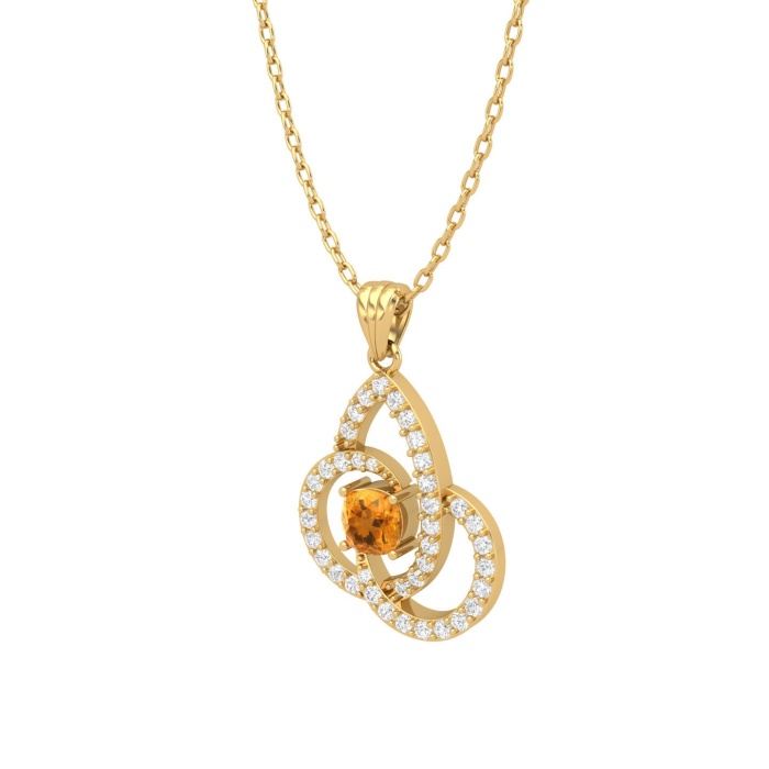 Dainty 14K Natural Citrine Gold Designer Necklace, Diamond Pendant For Her, Gold Necklaces For Women, November Birthstone Handmade Pendant | Save 33% - Rajasthan Living 8