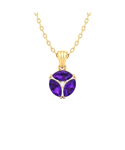 Natural Amethyst Dainty 14K Gold Necklace, Minimalist Diamond Pendant, Gift for her, Unique Diamond Layering Necklace | Save 33% - Rajasthan Living 3