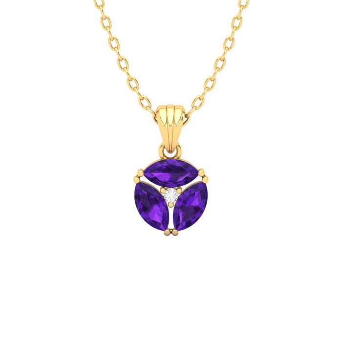 Natural Amethyst Dainty 14K Gold Necklace, Minimalist Diamond Pendant, Gift for her, Unique Diamond Layering Necklace | Save 33% - Rajasthan Living 7