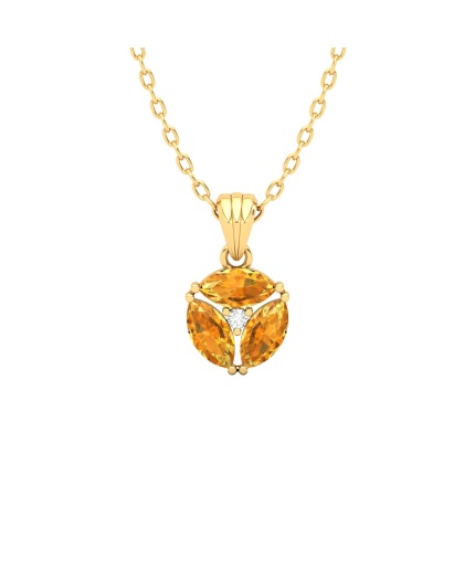 Solid 14K Natural Citrine Gold Necklace, Minimalist Diamond Pendant, November Birthstone, Gift for her, Unique Diamond Layering Necklace | Save 33% - Rajasthan Living