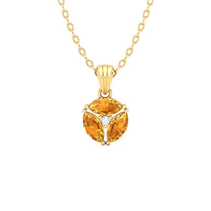 Solid 14K Natural Citrine Gold Necklace, Minimalist Diamond Pendant, November Birthstone, Gift for her, Unique Diamond Layering Necklace | Save 33% - Rajasthan Living 6