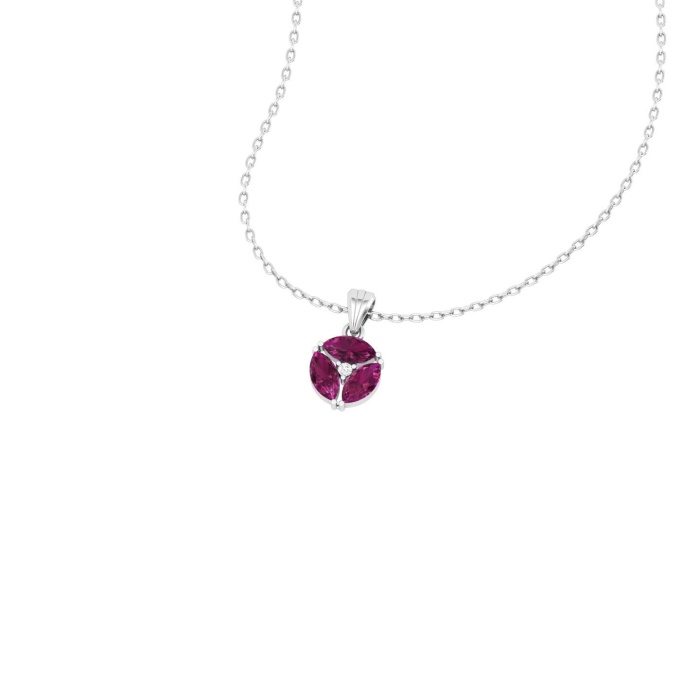 Solid 14K Gold Natural Rhodolite Garnet Necklace, Minimalist Diamond Pendant, January Birthstone, Unique Diamond Layering Necklace For Her | Save 33% - Rajasthan Living 13