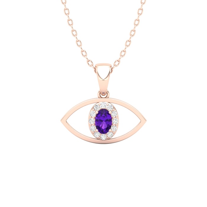 Natural Amethyst Dainty 14K Gold Necklace, Minimalist Diamond Pendant, February Birthstone, Gift for her, Unique Diamond Layering Necklace | Save 33% - Rajasthan Living 6