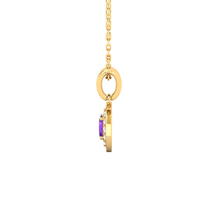 Natural Amethyst Dainty 14K Gold Necklace, Minimalist Diamond Pendant, February Birthstone, Gift for her, Unique Diamond Layering Necklace | Save 33% - Rajasthan Living 14