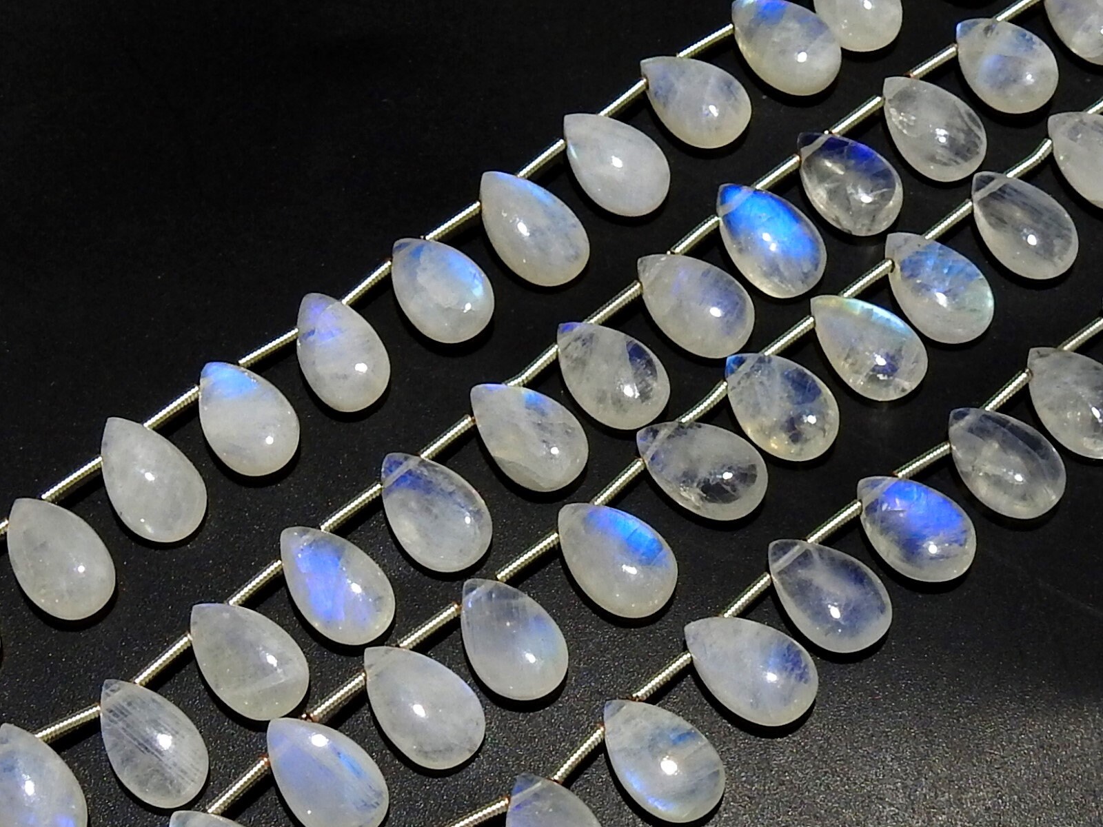 White Rainbow Moonstone Smooth Teardrop,Blue Flashy Fire,Loose Stone,Bead,Calibrated Size,Making Jewelry 9Matched Pair 13X8MM Approx PME-CY3 | Save 33% - Rajasthan Living 12