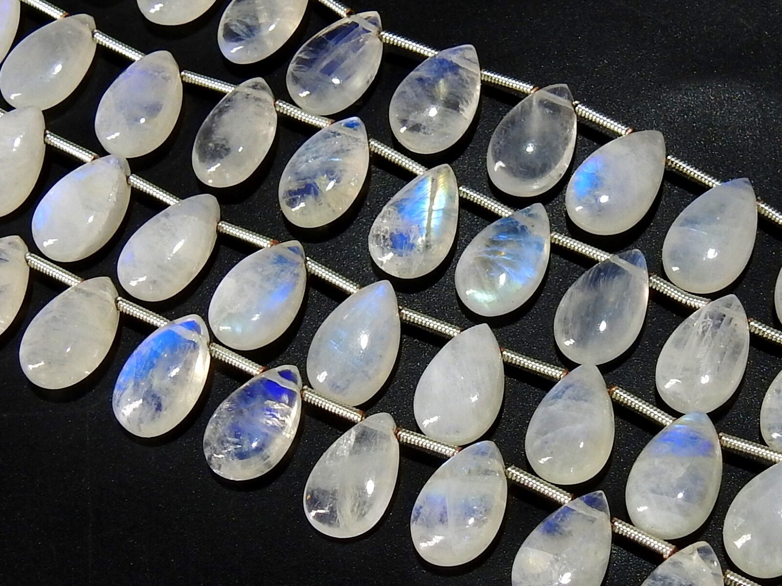 White Rainbow Moonstone Smooth Teardrop,Blue Flashy Fire,Loose Stone,Bead,Calibrated Size,Making Jewelry 9Matched Pair 13X8MM Approx PME-CY3 | Save 33% - Rajasthan Living 15
