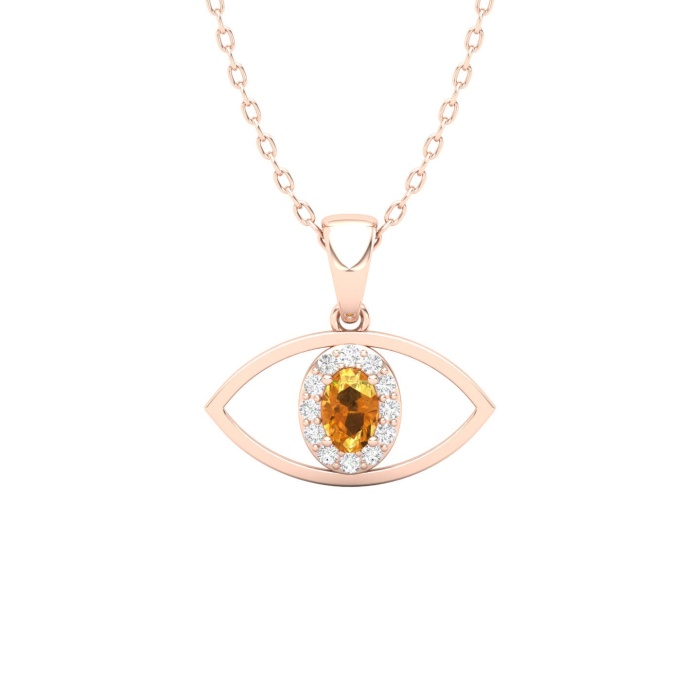 Natural Citrine Solid 14K Gold Necklace, Minimalist Diamond Pendant, November Birthstone, Gift for her, Unique Diamond Layering Necklace | Save 33% - Rajasthan Living 9