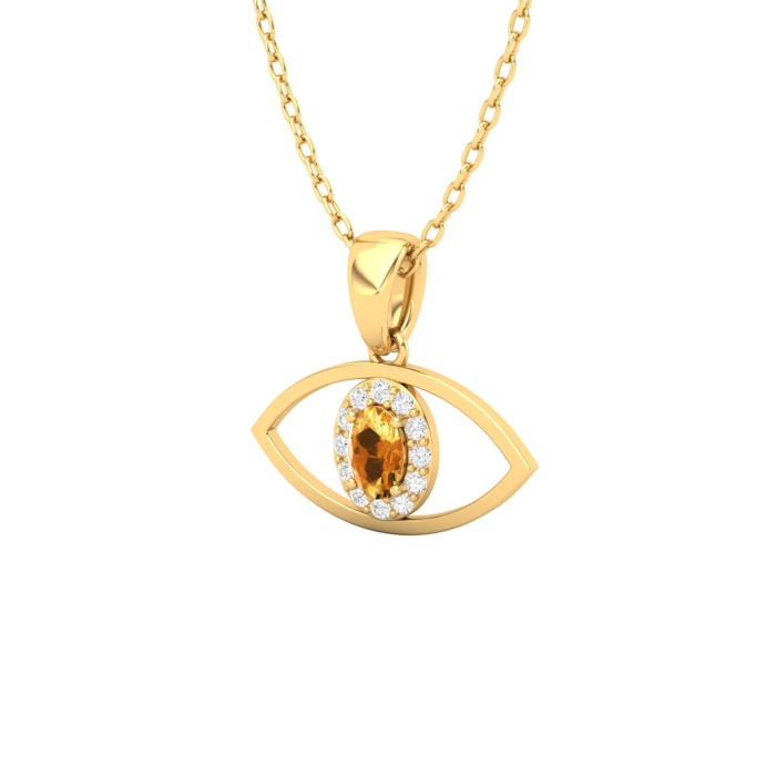 Natural Citrine Solid 14K Gold Necklace, Minimalist Diamond Pendant, November Birthstone, Gift for her, Unique Diamond Layering Necklace | Save 33% - Rajasthan Living 11